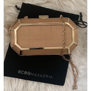 BCBGMAXAZRIA GOLD CAGED CLUTCH